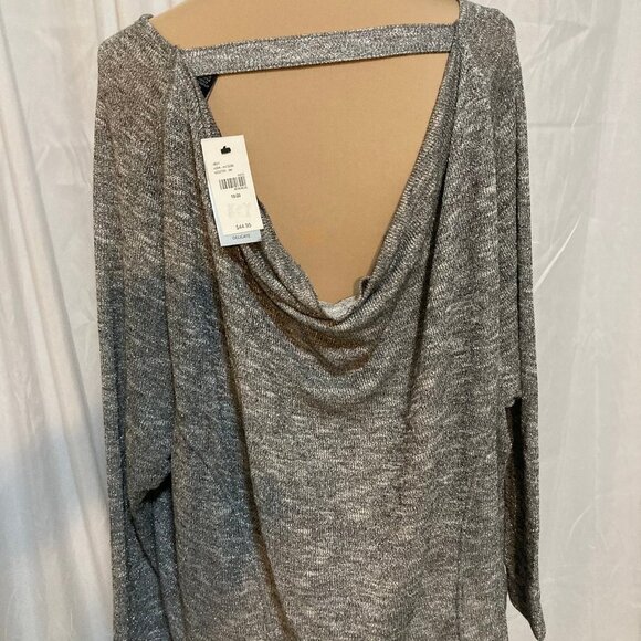 NWT Lane Bryant Silver Metallic blouse with drop back - Picture 3 of 5